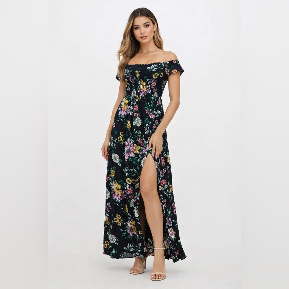 Band of Gypsies Black Floral Maxi Dress